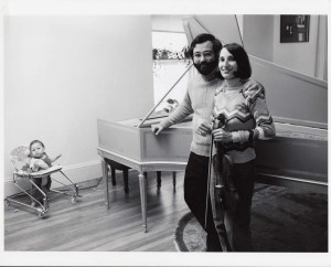 Publicity photo, 1976, with Ethan Kroll, age 9 months, observing with approval <a class=