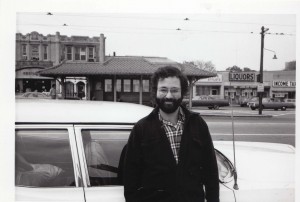 Mark in front of his nine-passenger 1967 Pontiac Executive Safari station wagon before a tour <a class=